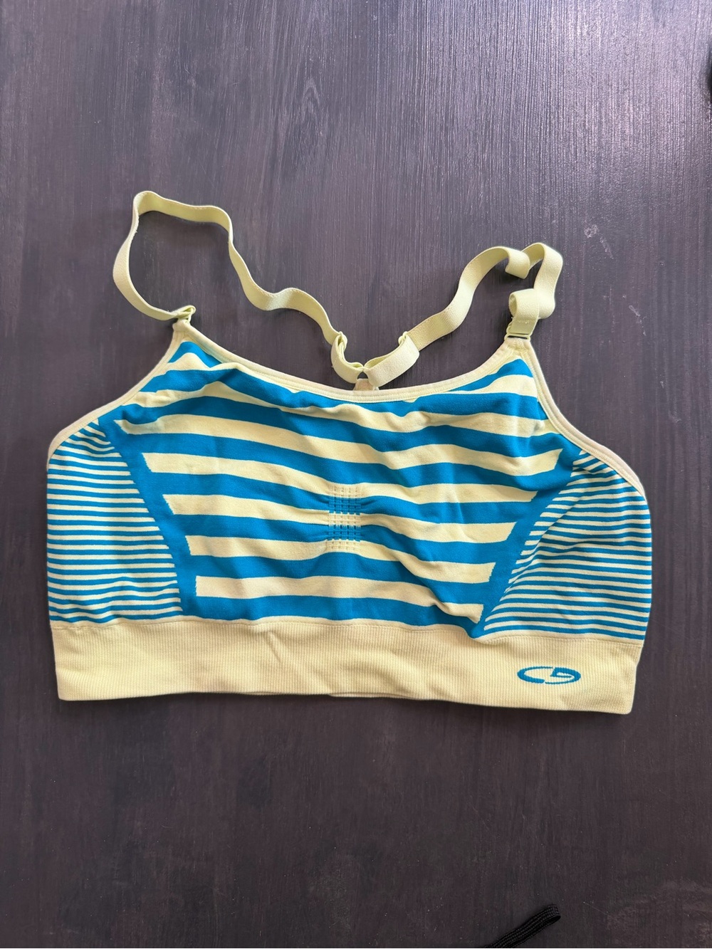 Champion Enthusiast Striped Sports Bra Yellow Blue Size XL